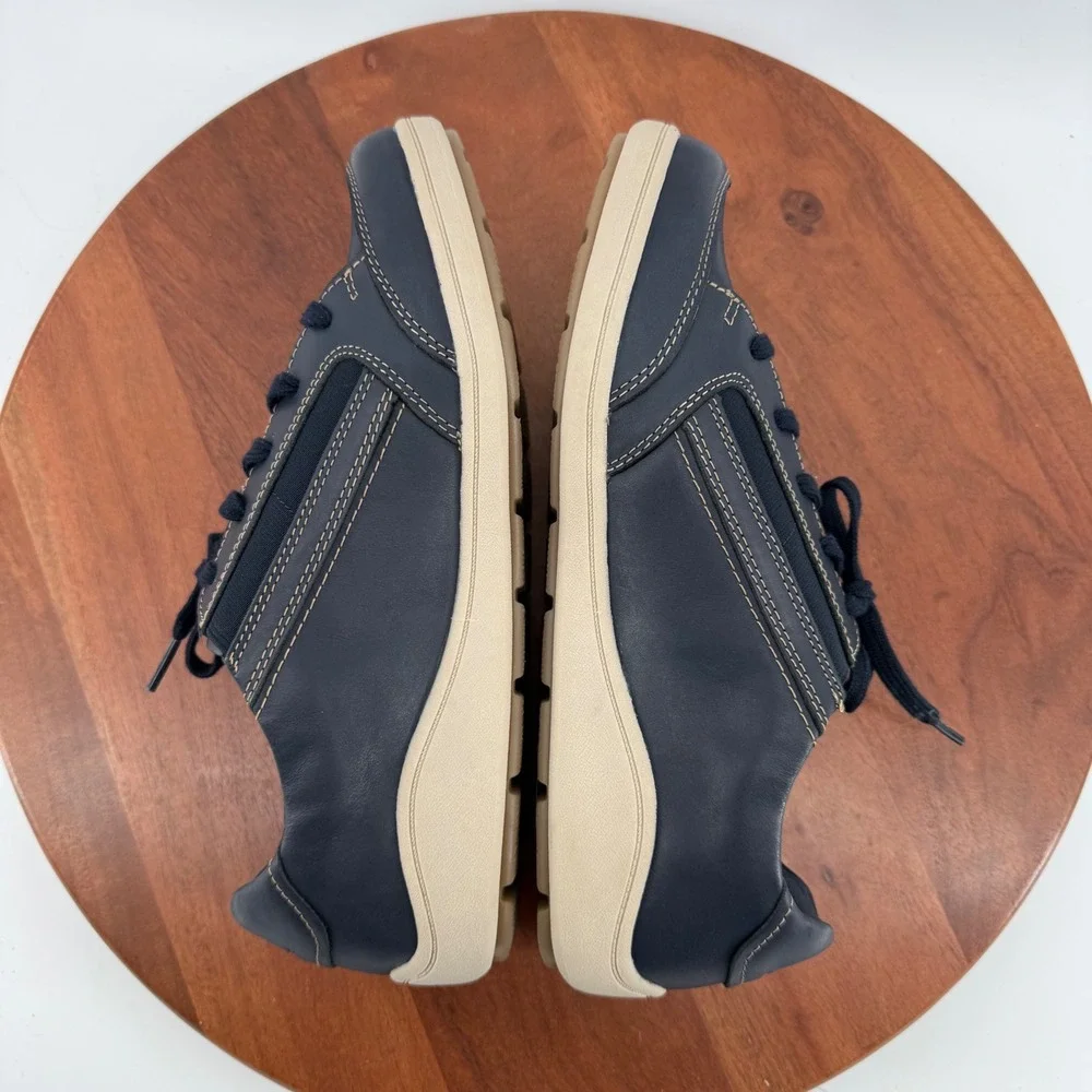 Clarks Collection Bryianne Bayla Navy Zip‎ Lace-Up Leather Sneakers Women's 11W